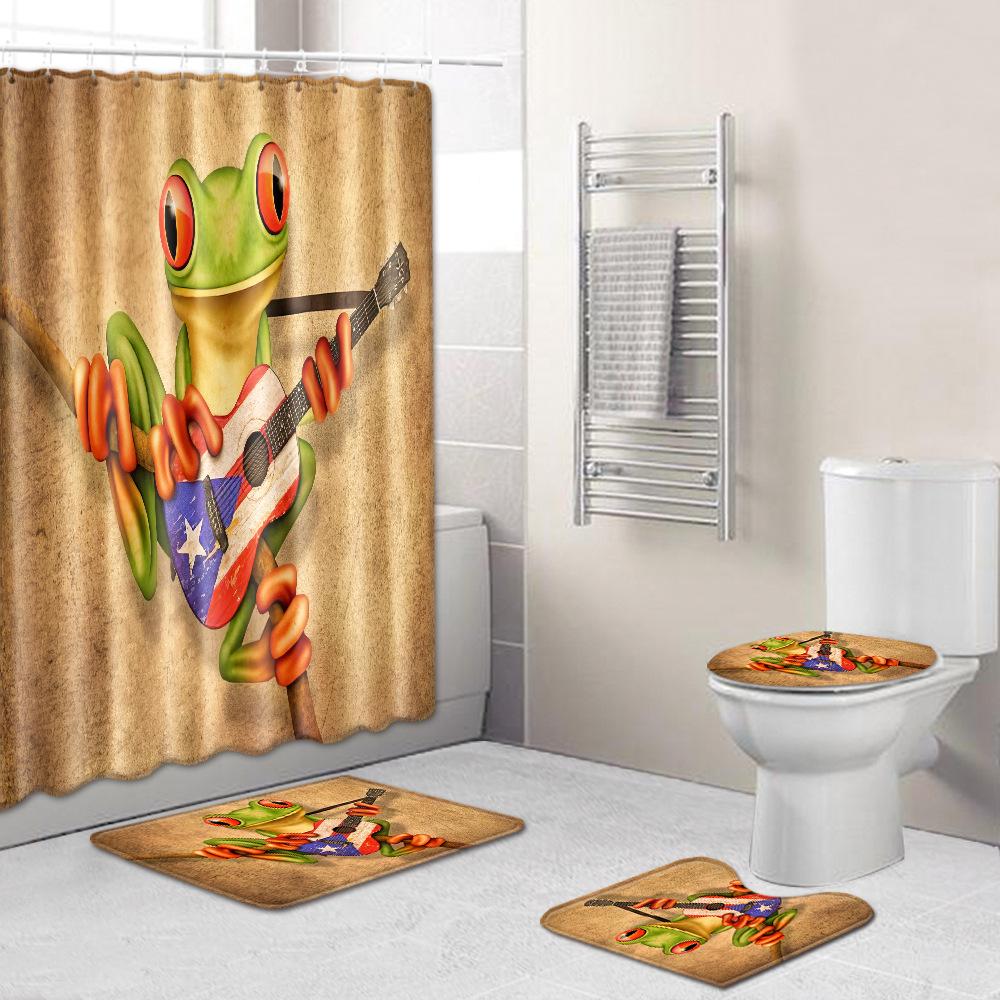 Colored Animals Elephant Lion Horse Bathroom Non-Slip Floor Mat Shower Curtain Carpet Personality Cool