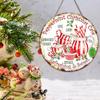 New Year Christmas Wood Sign Yard Art Merry Christmas Cafes Retro Doorplate Pendant Round Candy Cake Teacup Pattern Sign