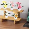 Artificial Lily Potted Bonsai Fake Lily with Leaf Potted Plant Wedding Flower Arrangement Props Home Decoration Party Decor