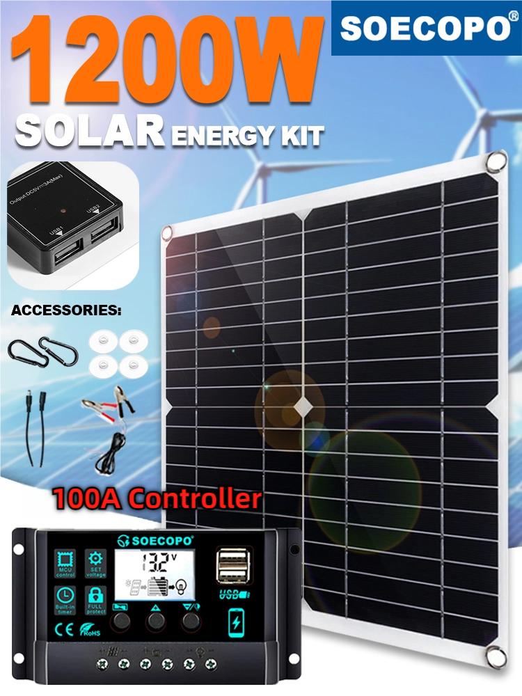 

Солнечная система 12 В Солнечная панель с контроллером 10 А-100 А Комплект солнечных пластин для телефона, автодома, автомобиля, каравана, дома, кемпинга, на открытом воздухе, аккумулятора 【4】100A controller