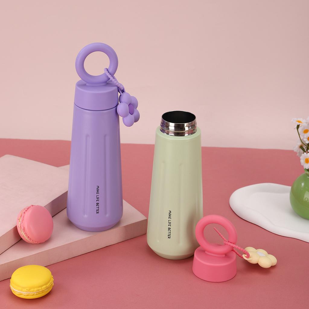 450ML High Value 316 Stainless Steel Thermos Cup Outdoor Portable Women's Petal Cup Creative Portable Fashion Travel Water Cup