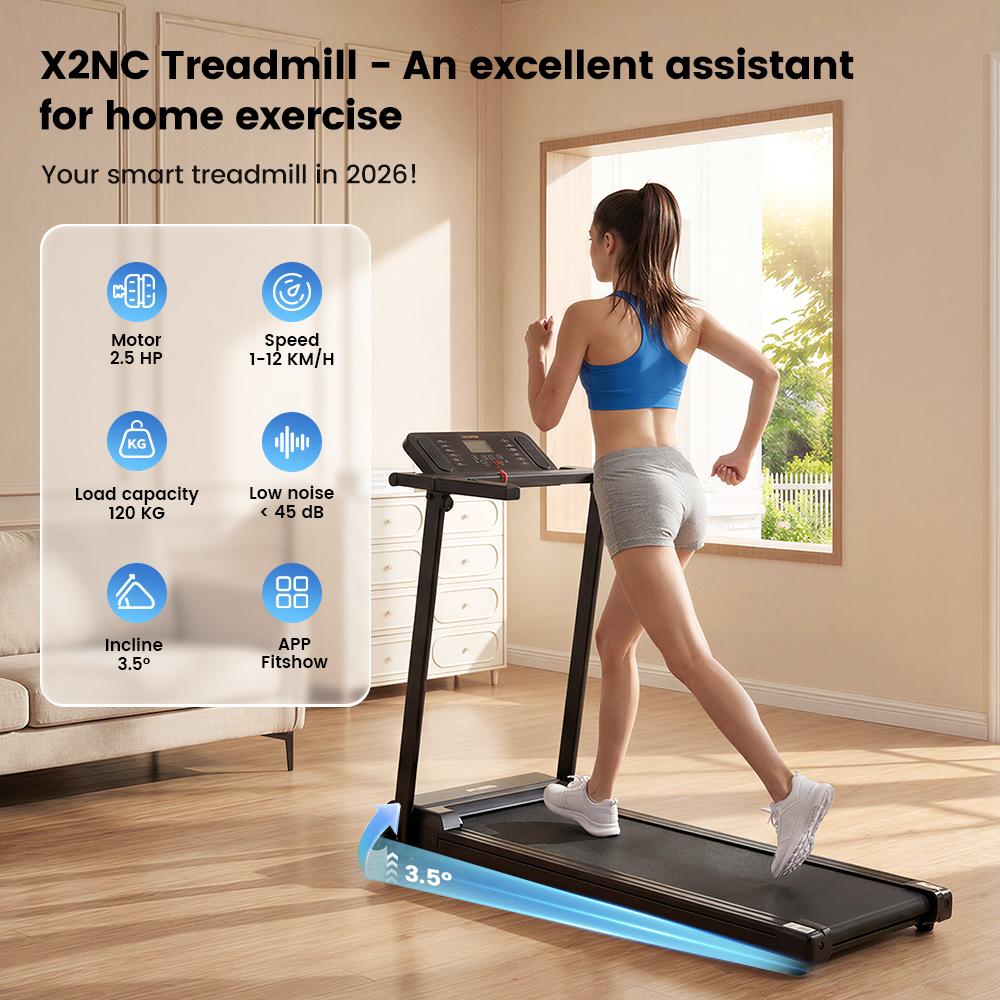 Laufband X2NC 1–12 km/h Geschwindigkeit 3,5° Manuelle Steigung 2,5 PS Motor 120 kg Maximale Tragfähigkeit