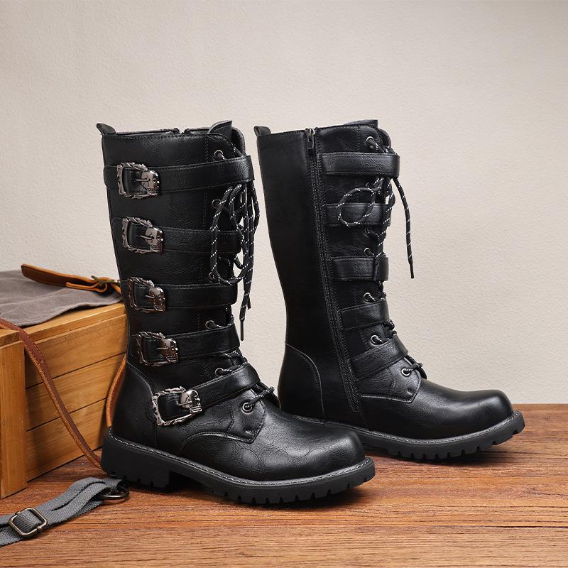 Men s Boots Fashion Mid-calf Boots Retro Knight Boot Classic Western Cowboy Boots for Men Luxury Leather Boot Botas Para Hombre 37 чёрный 8790₽