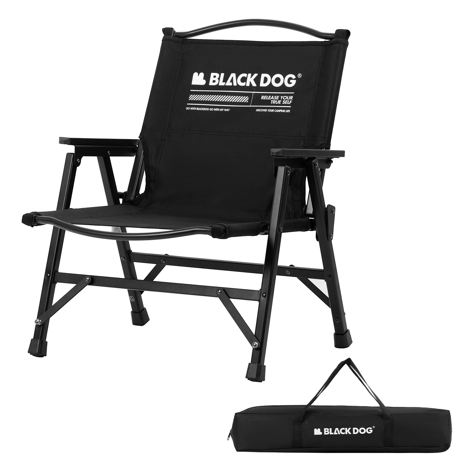 

BLACKDOG Outdoor Foldable Kermit Easy to Camping Folding Load Capacity 120kg [Official] Chair, Chair, Ultra-compact, Lightweight, Assemble, Chair, чёрный