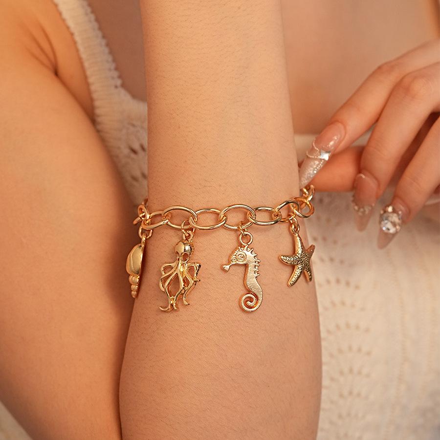 High-End Ocean Style Starfish, Seashell & Seahorse Bracelet for Women