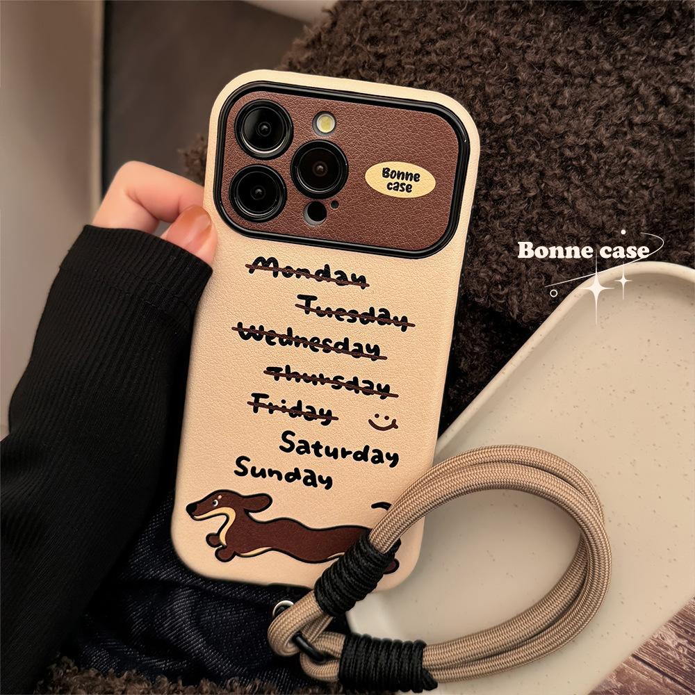 Dachshund Dog Suitable for Iphone14 Apple 15 Mobile Phone Case 16pro Max Leather 11 Trendy and Cool Personality