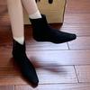 2025 Autumn and Winter New Small Square Martin Boots Versatile Thick Heel Simple Velvet Thin Boots Women's Suede French