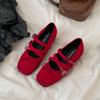 French women's ballet shoes summer new retro bow inner height increase single shoes cross strap Mary Jane shoes women