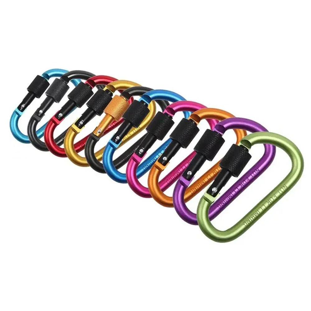 10pcs Carabiner Hooks Outdoor Travel Camping Buckle Clip Aluminum Alloy Survival Snap Hook Gear.