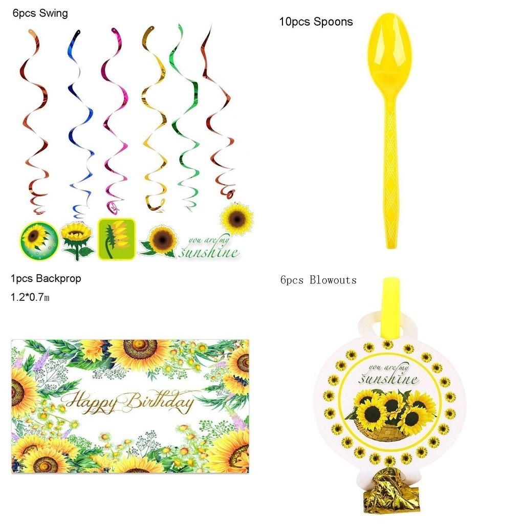 Cheerful Sunflowers Theme Party Decoration Set For Memorable Baby Showers And Kids Birthdays