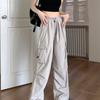 American Retro Tooling Slacks Drape Straight Beam Foot Trousers Summertime Joker Loose Wide Legged Pants