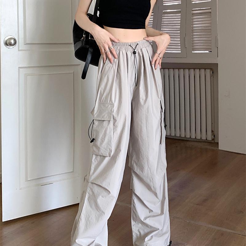 American Retro Tooling Slacks Drape Straight Beam Foot Trousers Summertime Joker Loose Wide Legged Pants