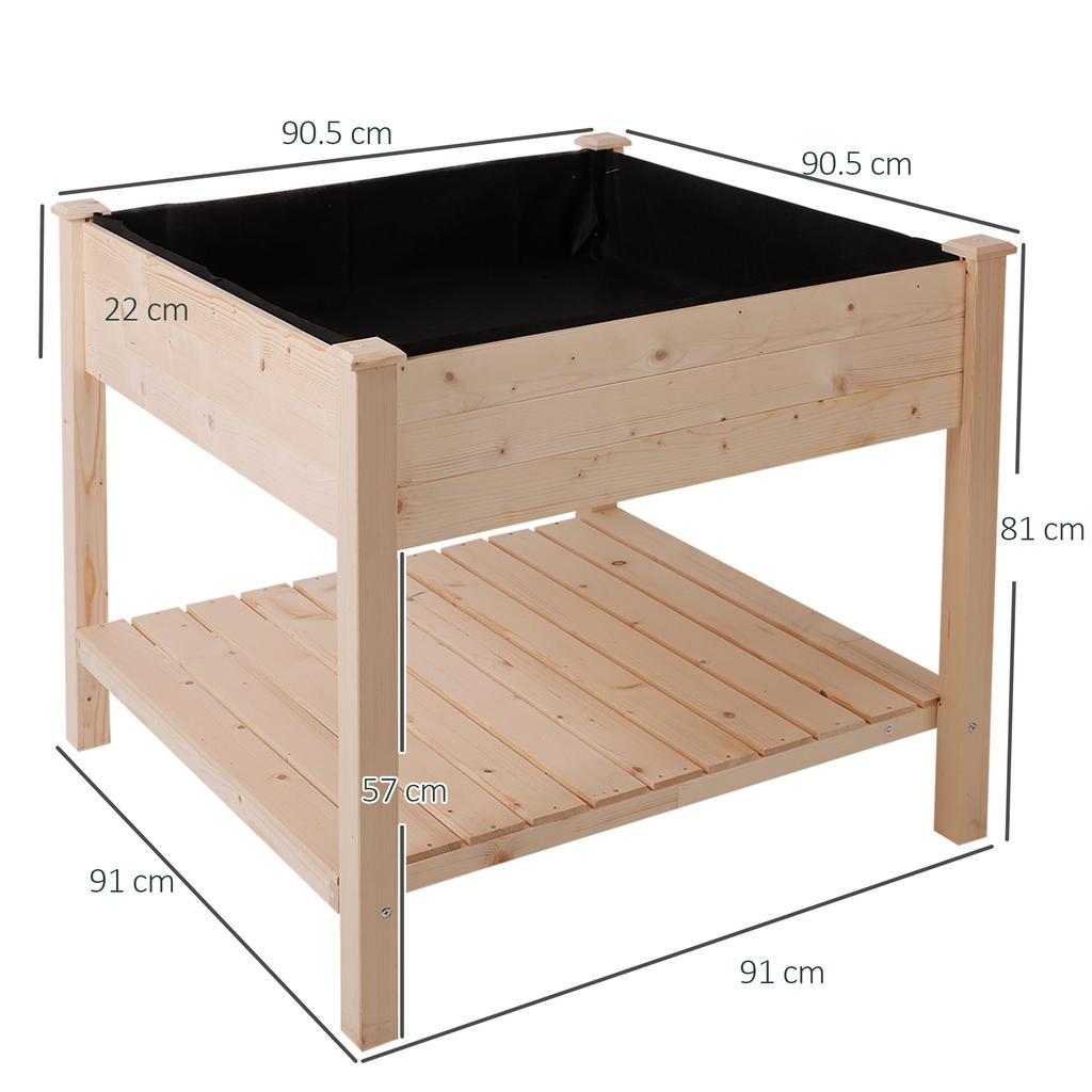 Wooden Urban Roof Garden With Flower Cover And Fabric Case 91x91x81cm