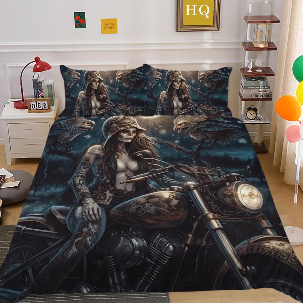Bettbezug-Set Beauty Skull Gedruckt Full Size Mikrofaser Tagesdecken Hohe Qualität Kissenbezug Luxus Bettwäschebezug-Sets