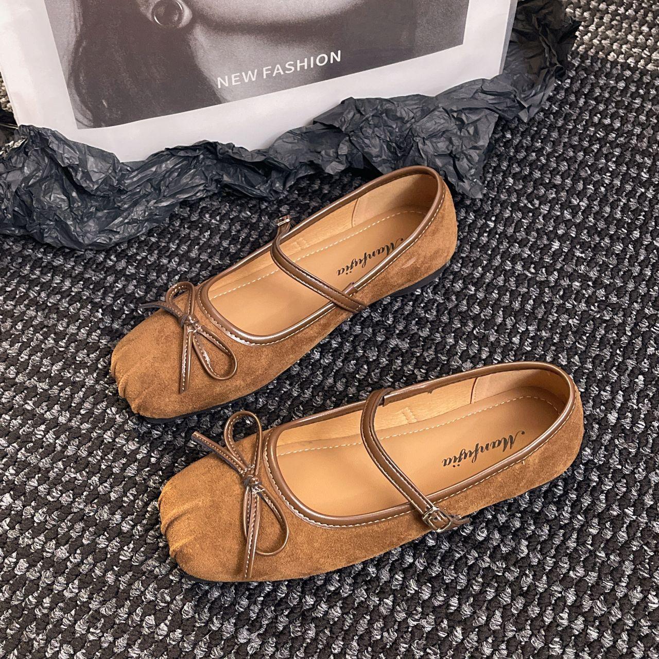 

Новые туфли Мэри Джейн в стиле ретро с плоской подошвой, женские туфли 2025 года, весна, квадратный бант, плоский каблук, слово со светлым ртом, одинарные туфли 35 жёлтый