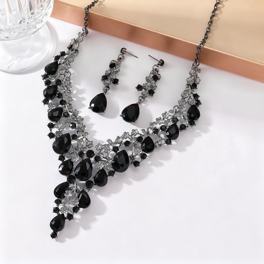 Exquisite High-End European & American Bridal Necklace Earring Set - Elegant Wedding Accessories