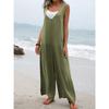 Women's Fashion Casual Summer Spring Solid Color Print Sleeveless V-Neck High Waist Trousers Jumpsuits & Rompers