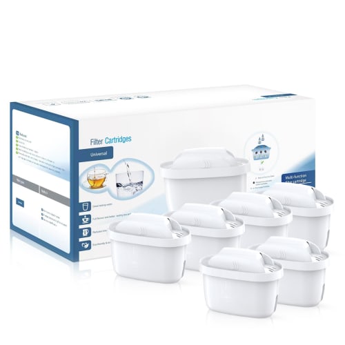 Lispike Replacement Cartridges for Water Purifier Pots, Compatible with New and Older Ports, High Removal Capacity, Japanese Standard, Set of 6