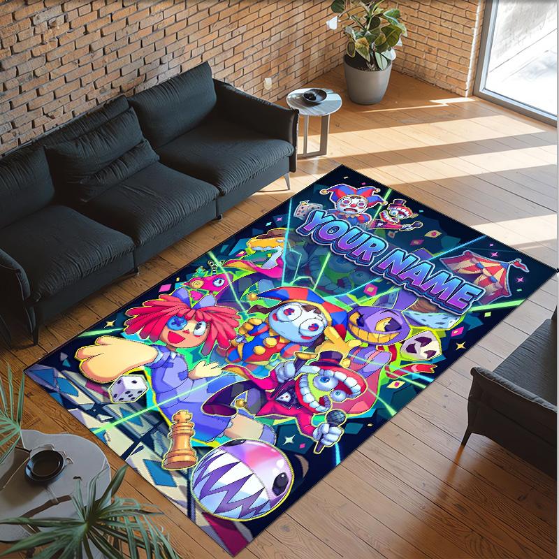 Personalized Crystal Velvet Carpet Custom Name Text,The Amazing Digital Circus Anti Slip Area Rug For Home Decoration