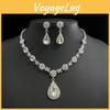 Water Drop Bridal Jewelry Set With Rhinestone Earrings And Necklace For Elegant Wedding Accessories