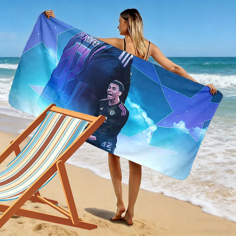 Jamal Musiala Print Strandtuch, Großes Weiches Schnelltrocknendes Handtuch für Strand Camping Schwimmen