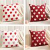 Valentines Day Throw Pillowcase 3D Heart Embroidery Short Plush Luster 45*45cm Hidden Zipper Closure Pillow