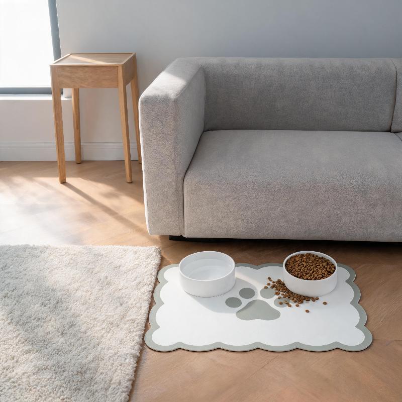Waterproof Non Slip Pet Feeding Mat Absorbent Wavy Edge Easy Clean Pad for Cats Puppy Pet Feeding Supplies