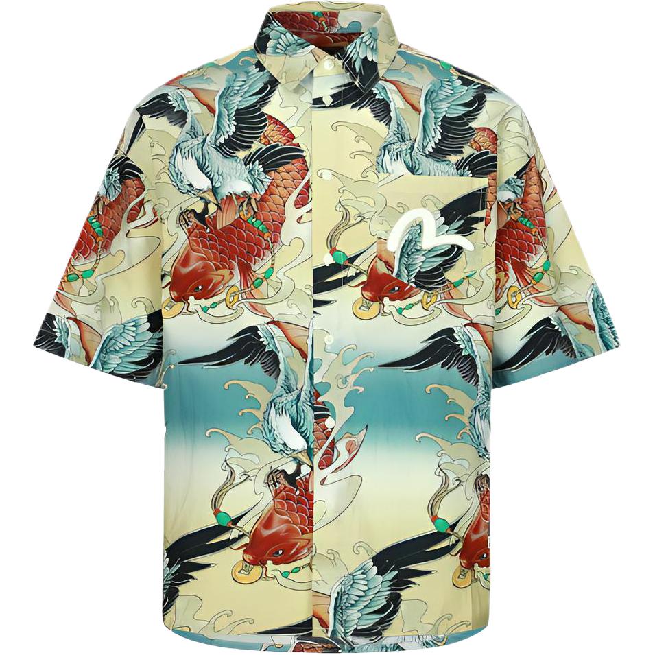 Evisu Shirts Men's Multicolor Lapel Moderate Other 2ESHTM4SS7020LFCT