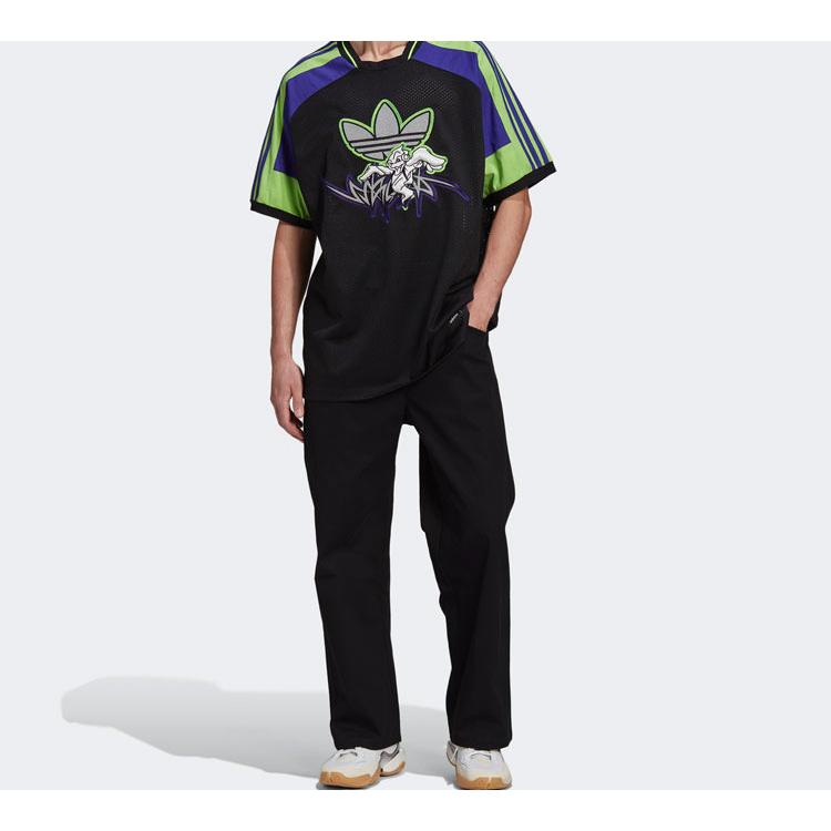 Adidas Originals X SANKUANZ T Shirts Men's Black Crew Neck Moderate Straight Fit FT8051