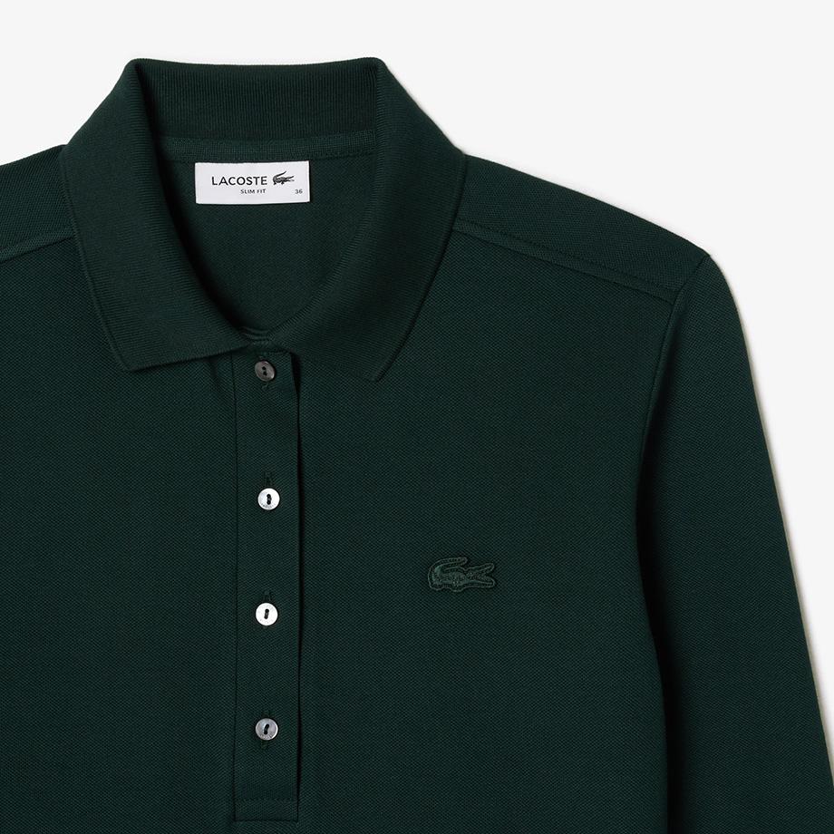 [lacoste] Women's Slim Fit Long-Sleeve Polo Shirt PF5464-54NYZP