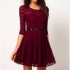Elegant Lace Dress With Long Sleeves And Round Neck For Casual Spring Summer Wear