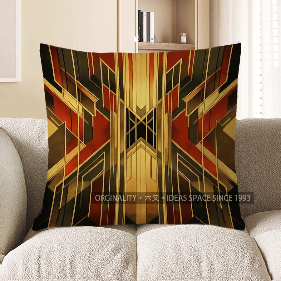 

Home Decor Art Deco Pattern Black & Gold Throw Pillow Pattern Cushion Cover Suitable For Sofa Bedroom Car Pillow Cover 40x40cm