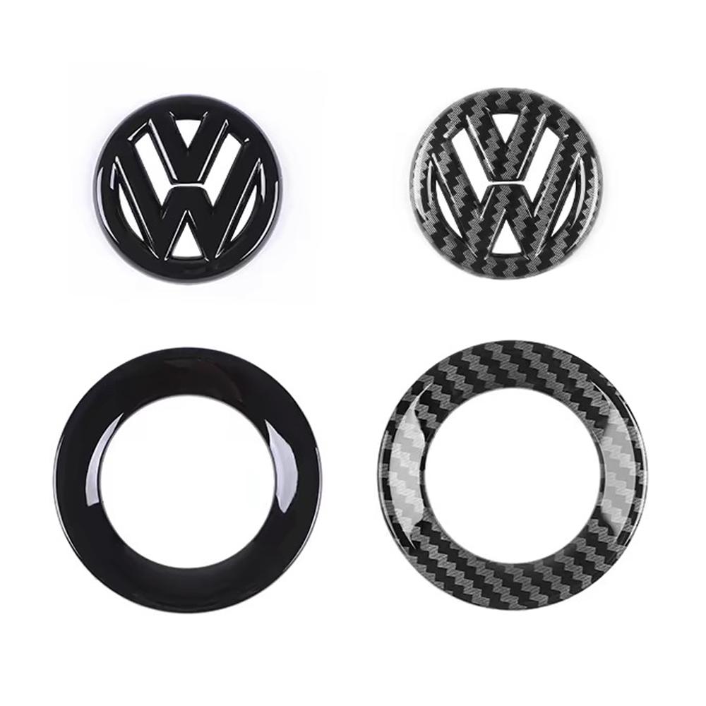 LIP1 Car Carbon fiber pattern Logo Steering Wheel Decoration Sticker Accessories For VW GTI Polo Golf 5 6 Passat Scirocco Beetle CC