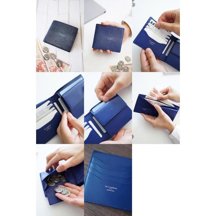 [Pelle Morbida] Two-Fold Wallet Blue PM-SR002-BLU