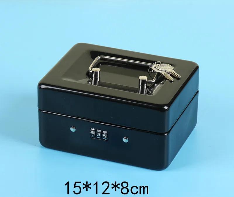 Practical Mini Petty Cash Money Box Stainless Steel Security Lock Lockable Safe Small Fit for House Decoration 3 Size