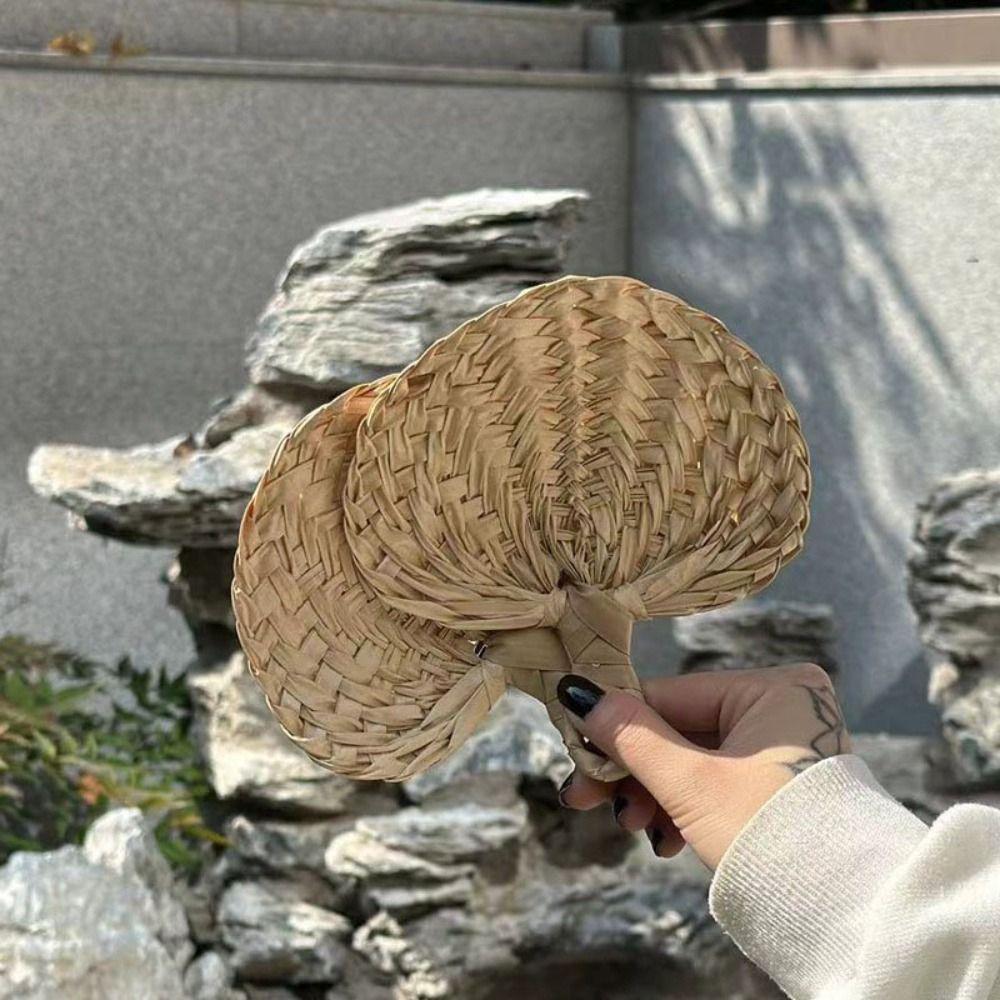 Natural Palm-Leaf Fan Handmade Straw Fan Artistic Rattan Fan  Summer