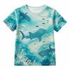 Children's Boys' T-shirt with Ocean Animal Print, Short Sleeves, Round Neck, Breathable Casual Top