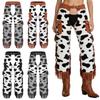 Cowboy Fringe Chaps Pants Cow Pattern Flannel Tassel Patchwork Adjustable Waist Trousers for Men Western Vintage Party Outfit