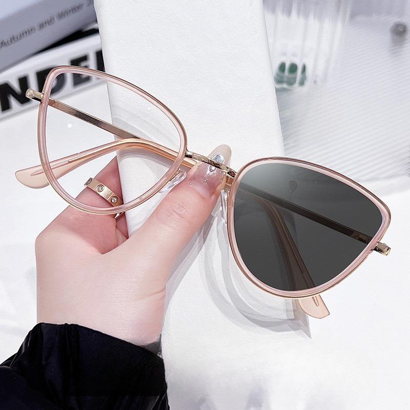 2 in 1  Photochromic Eyeglasses Cat Eye Anti Radiation Eyewear for Women Men