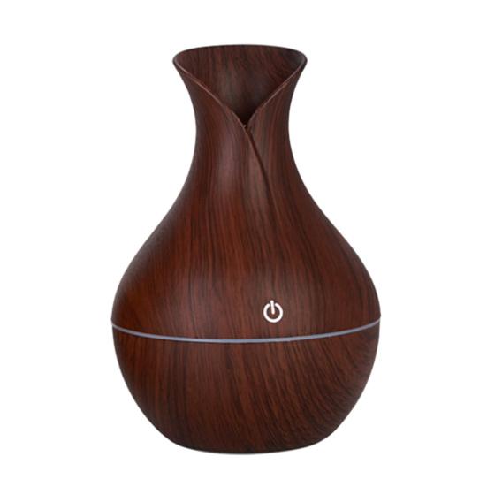 Mini Nawilżacz Powietrza Kształt Wazonika z Drewnianym Wzorem Cichy Zimna Mgiełka USB Biurkowy Dyfuzor do Samochodu Biura Pokoju Sypialni
