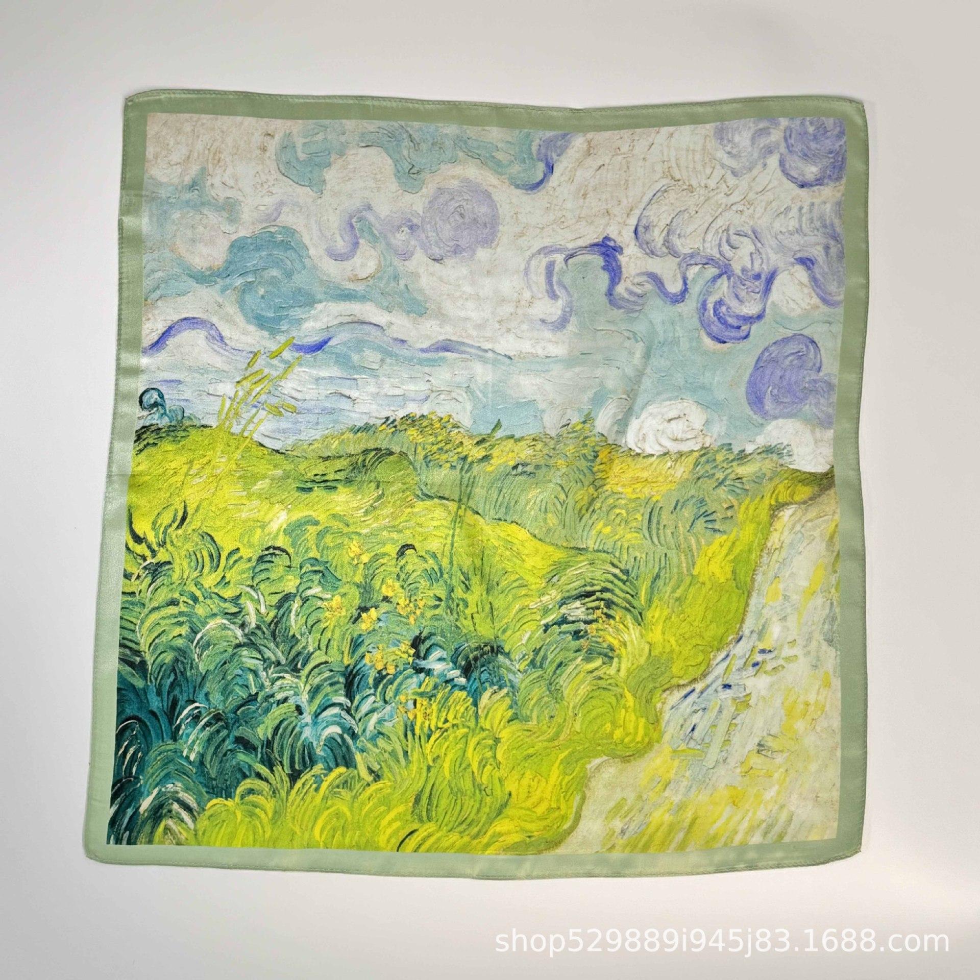 

24 года Черный платок из шелка с цветком кешью Женский летний солнцезащитный платок 53 см Маленький квадратный платок Высококачественный платок 53*53cm