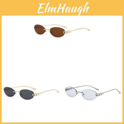 Y2k Cat Eye Oval Sunglasses With Metal Frame Uv400 For Outdoor Fashion