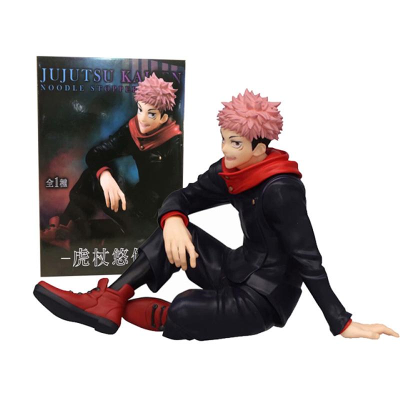 

New 8CM Anime Jujutsu Kaisen Figure Itadori Yuji Gojo Satoru Seated Noodle Stopper Model PVC Collectible Toys Static Doll With box