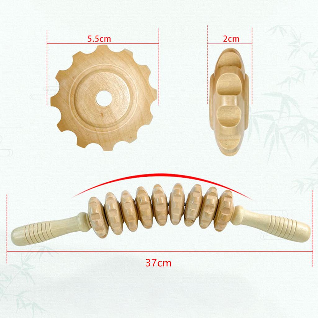 Wooden Roller Massager Wooden Therapy Roller Gear Stick Abdomen Body Muscle Belly Relief Tool Suitable for Women and Men