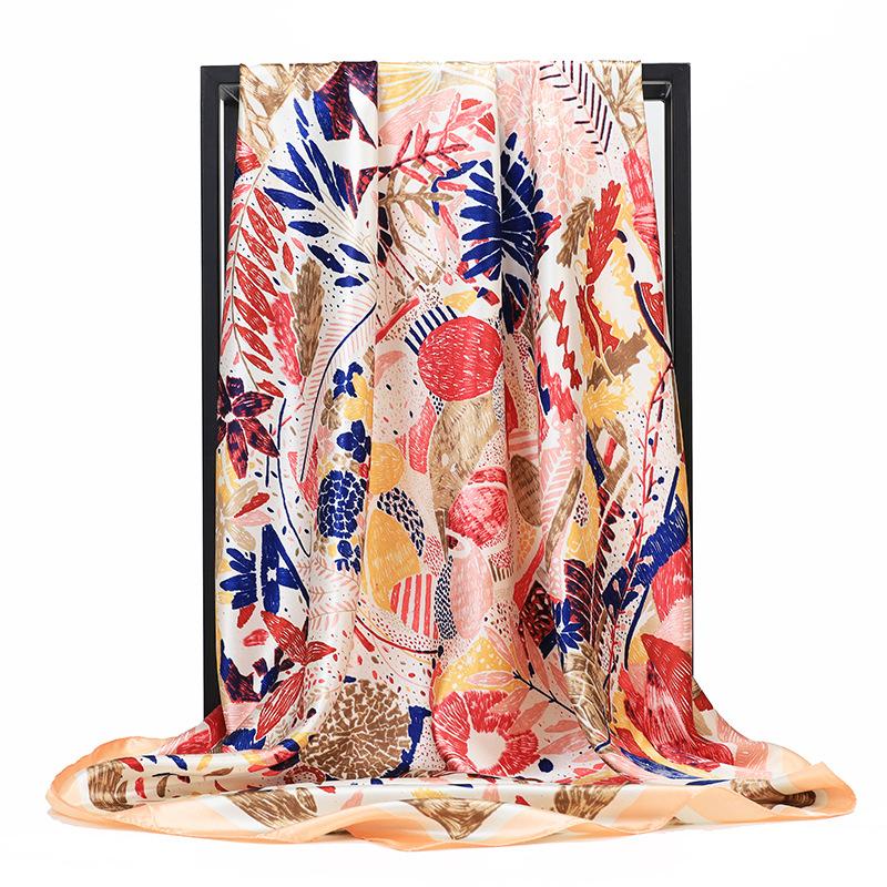 

Высококачественные роскошные шелковые шарфы, повязка на голову, шарфы, шейный шарф для женщин, шелковый шарф с цепочкой, женская декоративная шаль 90*90cm