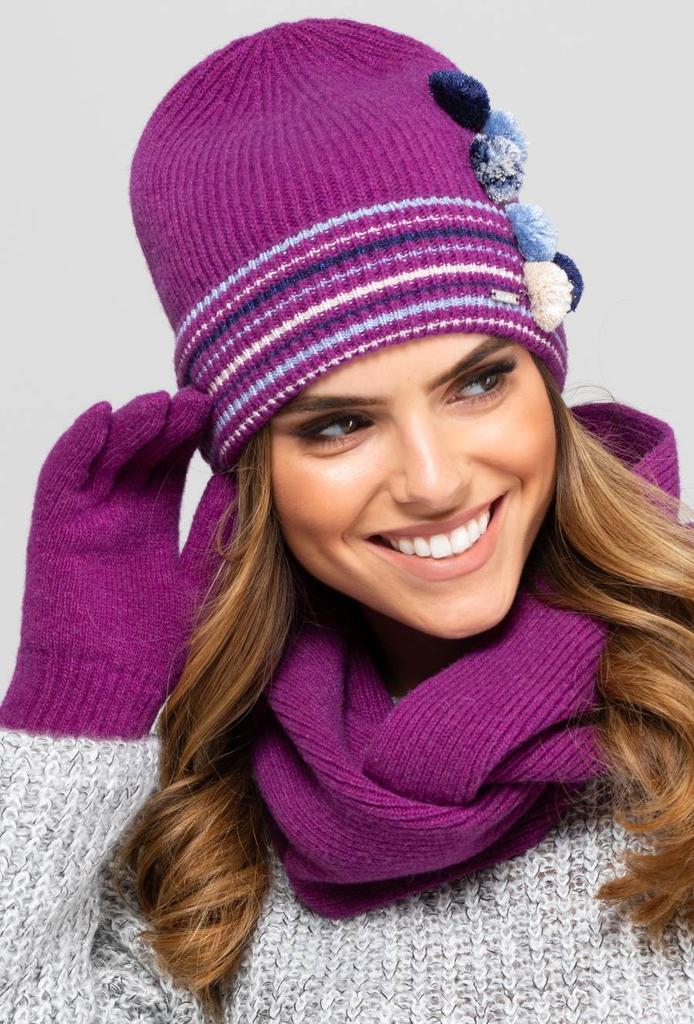 Colorado Youth Hat with Pompoms Fuchsia