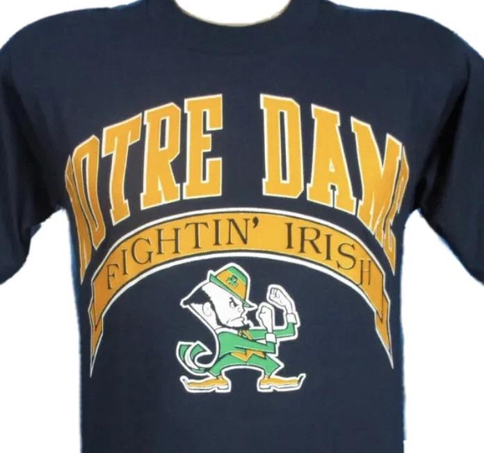 

vintage 80s UNIVERSITY OF NOTRE DAME FIGHTING IRISH T-Shirt XS football thin 90s 2XL