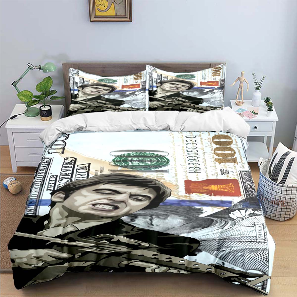 

3PCS Fashion Classic Movie Godfather S-Scarface Print Bedding Set Bed Supplies Duvet Cover Bed Comforter Bedding Luxury Gift EU Twin 135x200cm