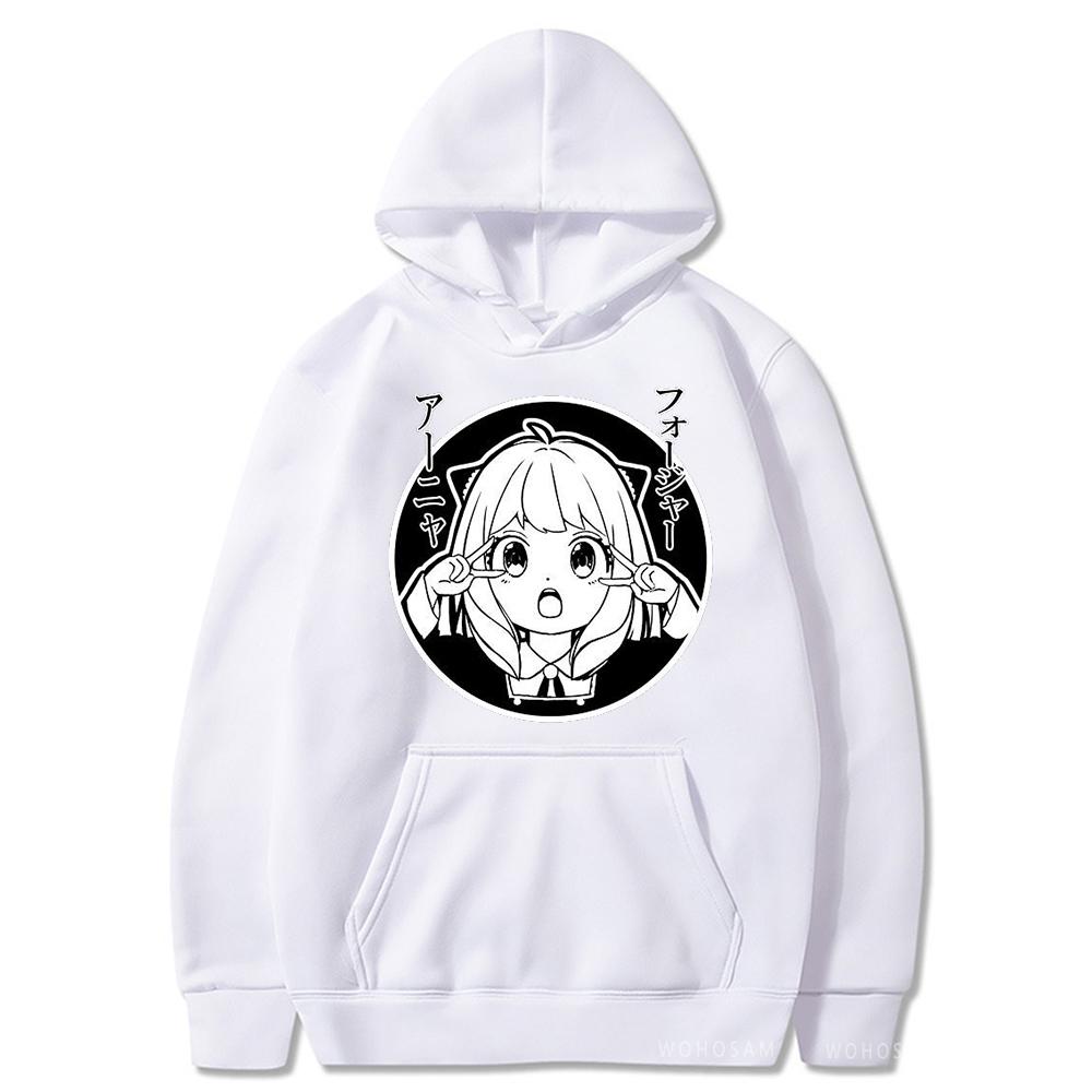 

Япония SPY X FAMILY аниме мужские/женские толстовки Anya Forger Head плакат манга кавайная одежда Harajuku унисекс повседневные длинные толстовки 4XL белый