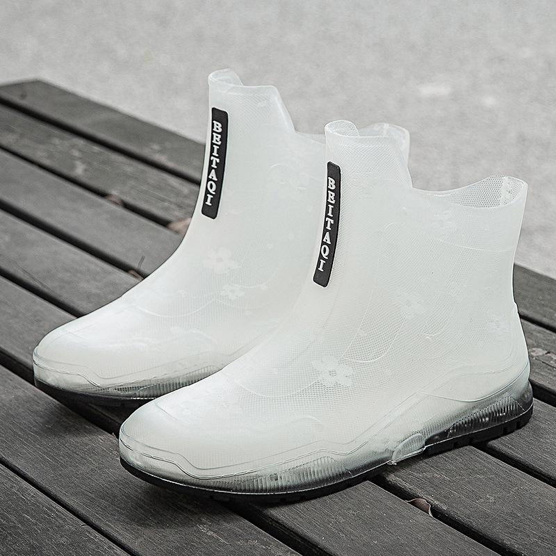 Stylish Women's Transparent Non-Slip Rain Boots - Short Rubber Jelly Shoes